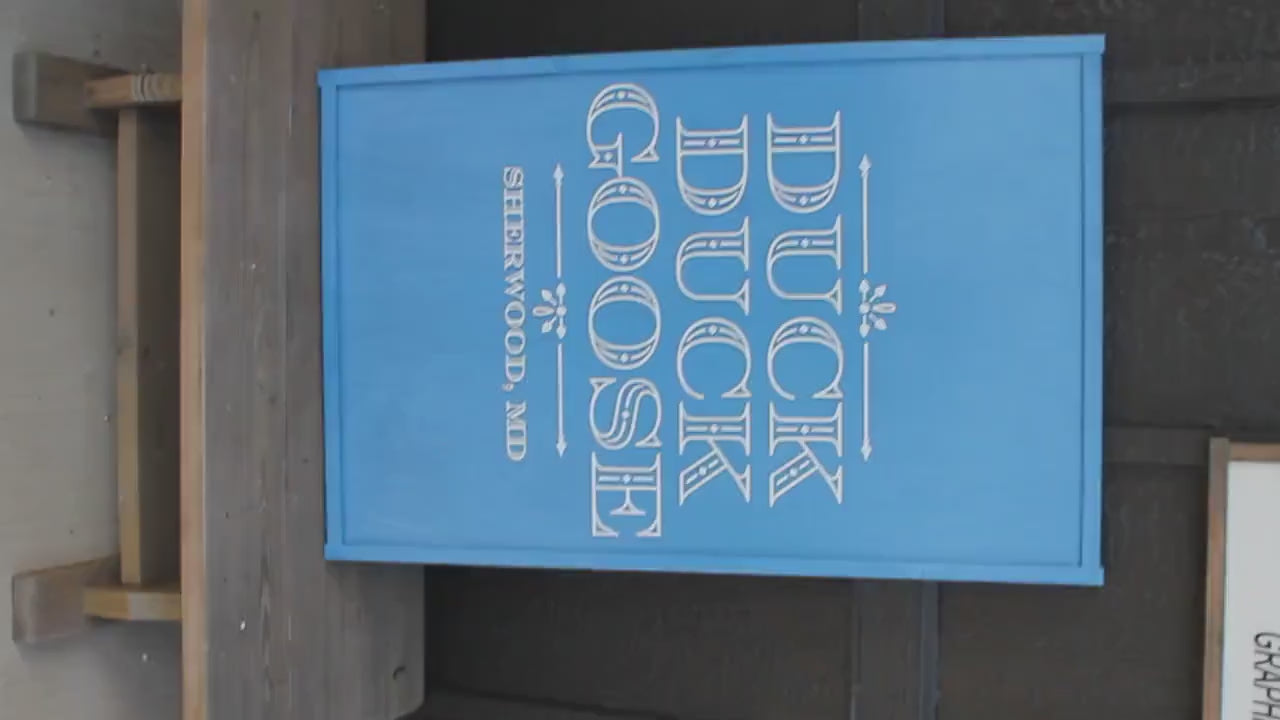 Custom Business Logo Sign: Blue Wood, 3D Layered Letters