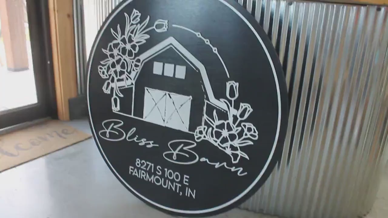 Custom Farmhouse Logo Sign: 3D Raised Wood Business Sign