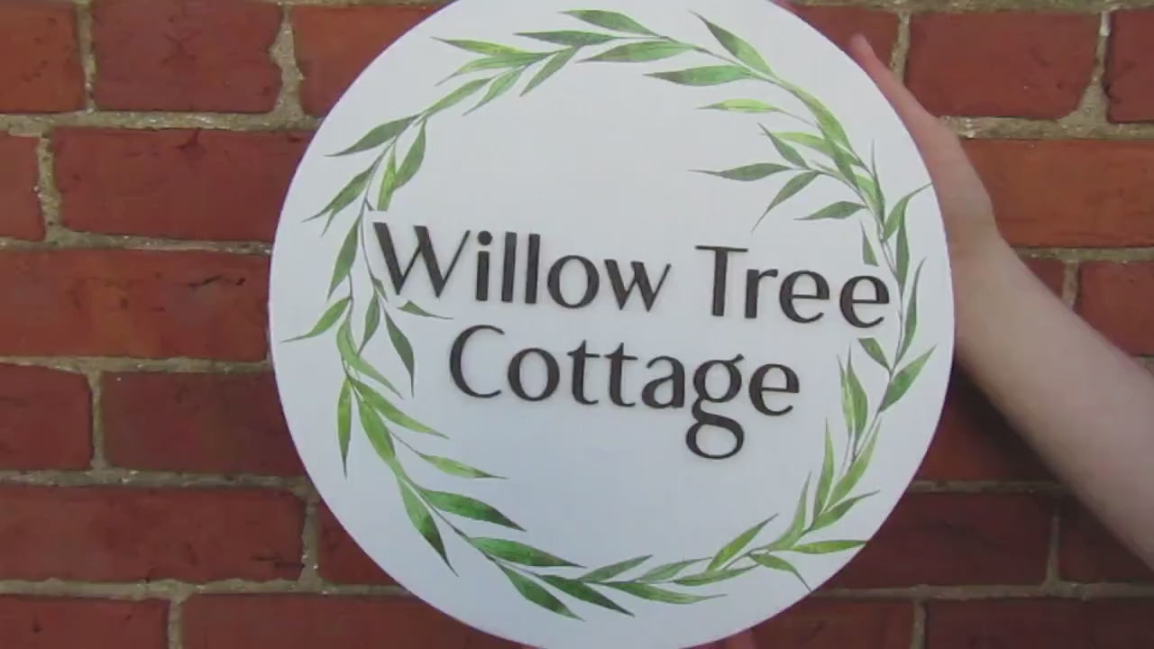 Willow Cottage Custom Logo Commerical Business signage Cute Round Sign Store Front BNB Boutique Circle Entrance Sign Handmade 3D Minimalist