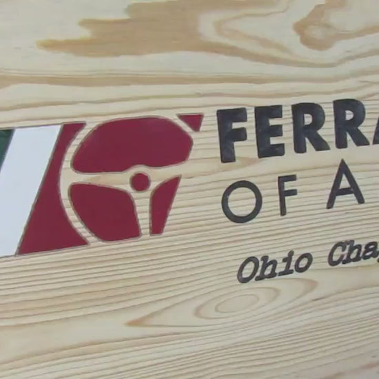 Automotive Car Club Vehicle Engraved Pine Color Filled Routed Sterring Wheel Logo Oval Large Handmade CNC Indoor Outdoor Commerical Signage