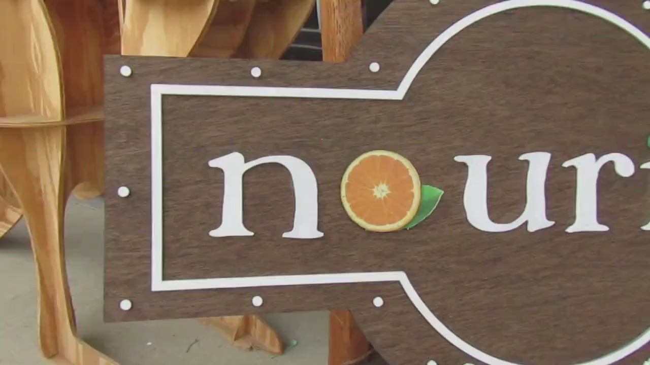 Custom Juice Bar Sign: Wooden Business Logo, Exterior Restaurant Decor
