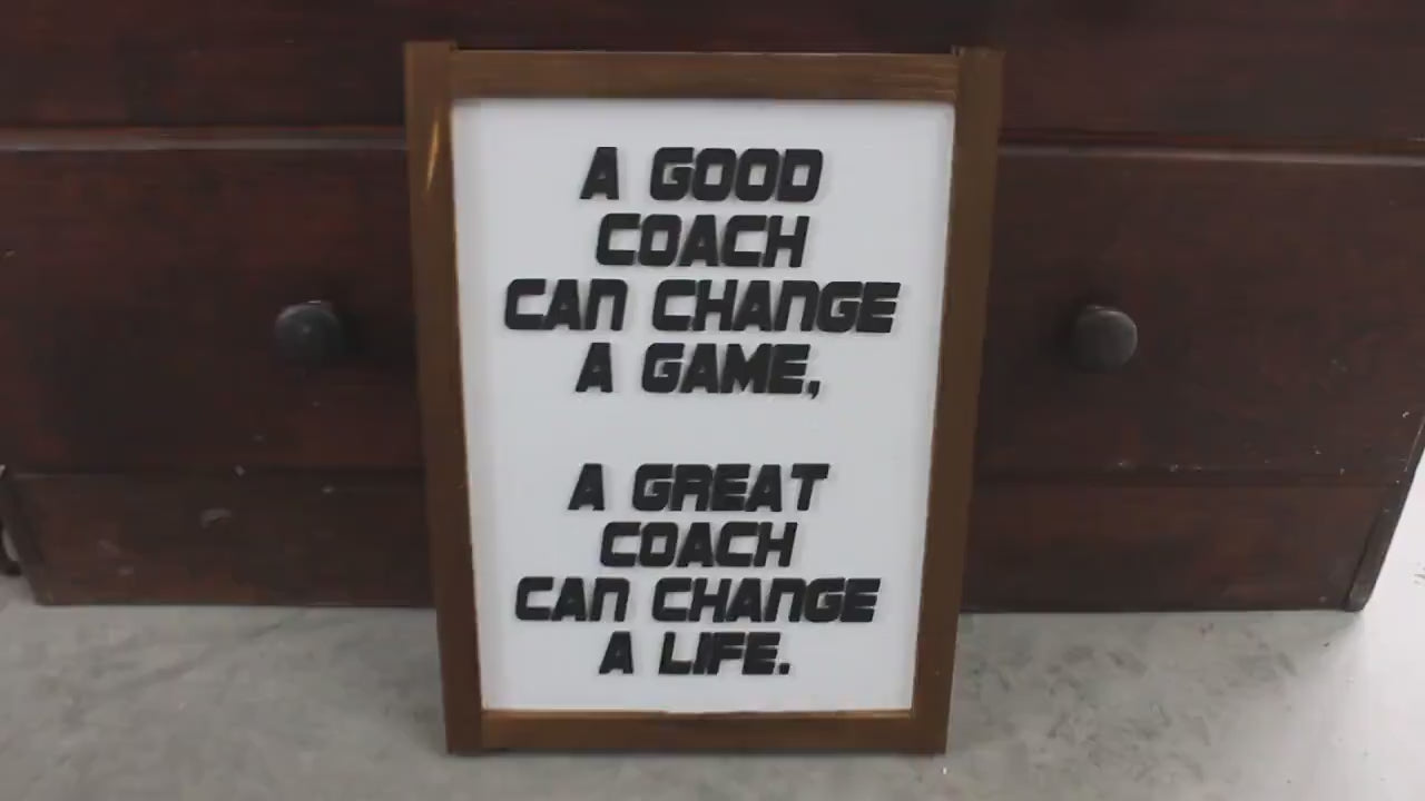 3D Wood Coach Quote Sign • Raised Lettering Wall Art • Rustic Framed Sports Decor • Coach Appreciation Gift • End of Season Gift Idea