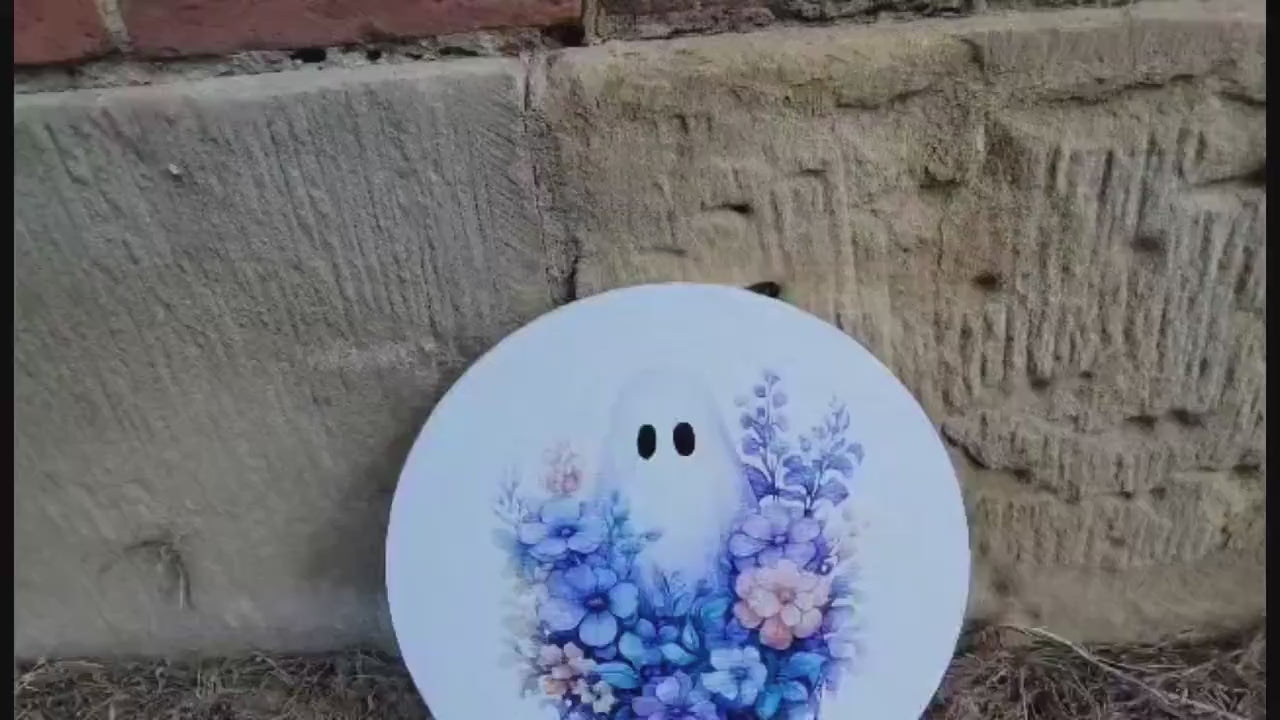 Purple Ghost Sign printed Pumkin Gourd Halloween Fall Porch Pumpkin Autumn Gourd PVC Weatherproof Ultraviolet Ink Doorhanger Outdoor Use