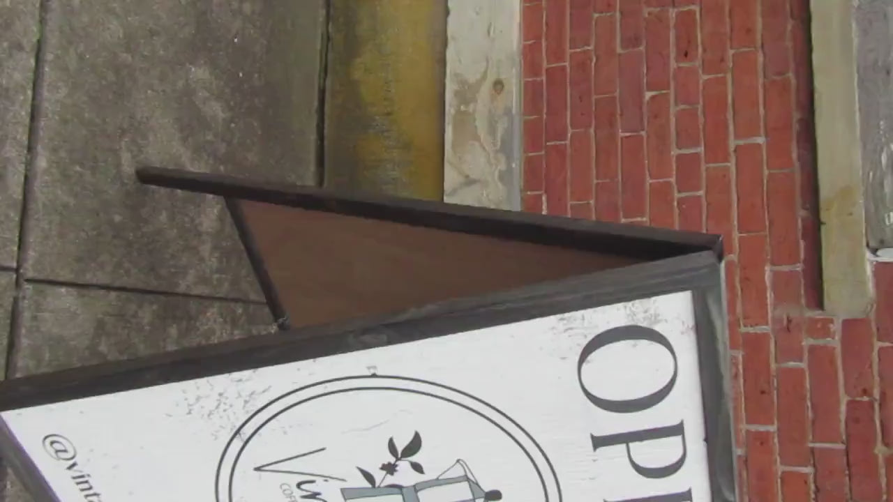 Vintage Coffee Shop Sidewalk Open Welcome Sign Board Walk A frame Free Standing Printed Outdoor Sandwich Board Sign Your logo social media