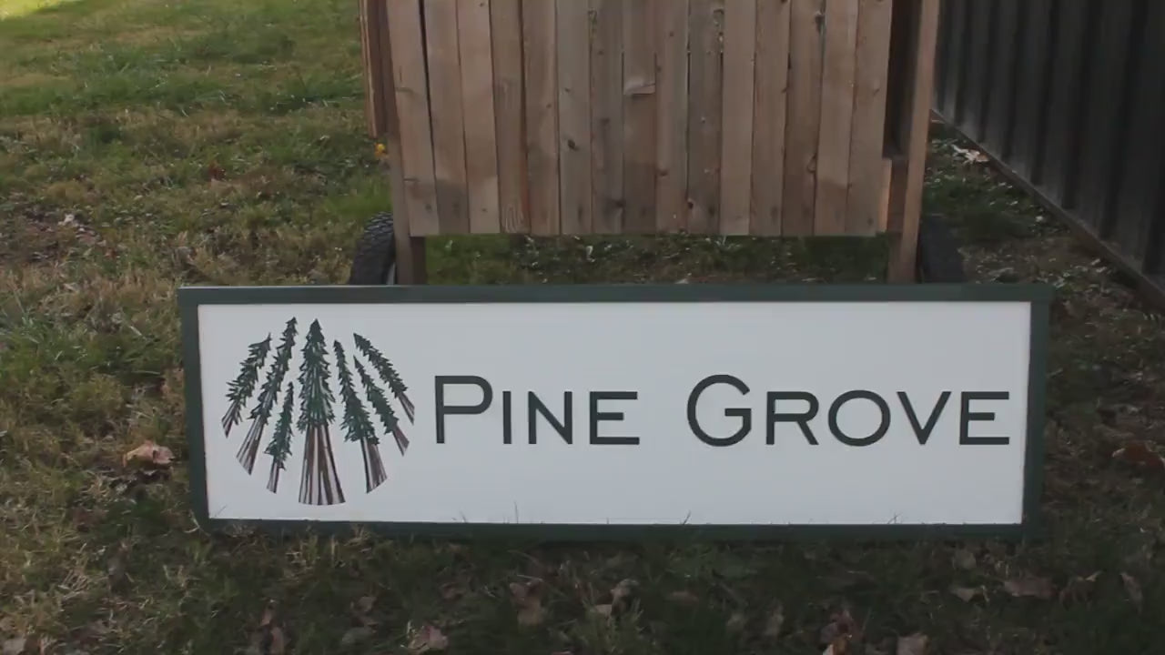 Pine Entrance Sign Tree Forest Company Commerical Custom Personalized Sign Printed Image Name Style 3d Wooden Sign