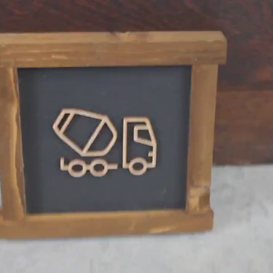 Handmade Cement Truck Wood Sign: 3D Layered Boys Room Decor