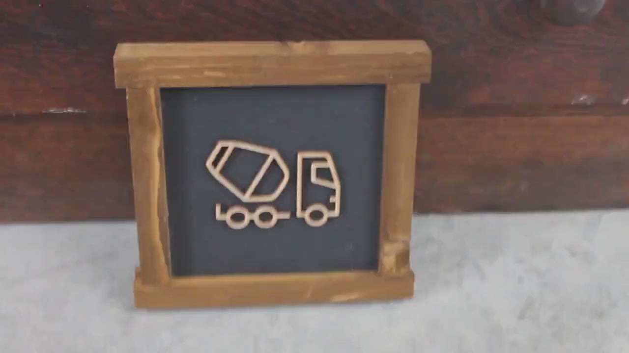 Handmade Cement Truck Wood Sign: 3D Layered Boys Room Decor