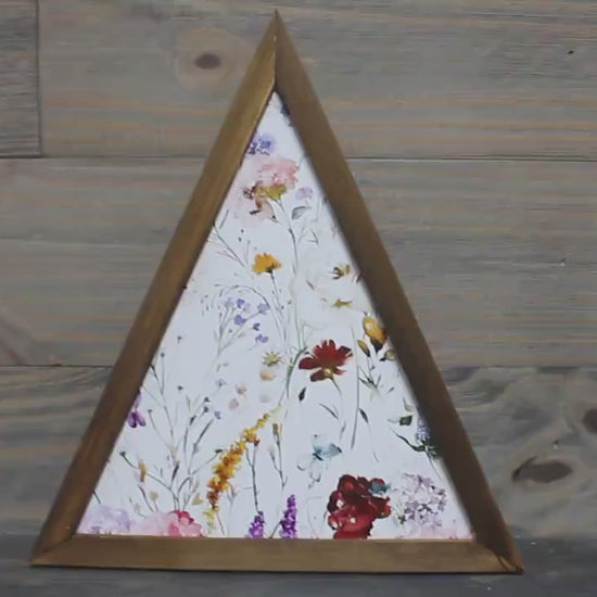 Floral Victorian Flowers Wildflowers Colorful Triangle Framed Printed Color Handmade Art Decor Wooden Sign Garden