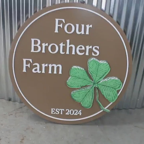 Handmade Custom Family Farm Wood Sign Your Logo Personalized Hanging Raised Letters Round Printed Image Shamrock St.Patrick Holiday Seasonal