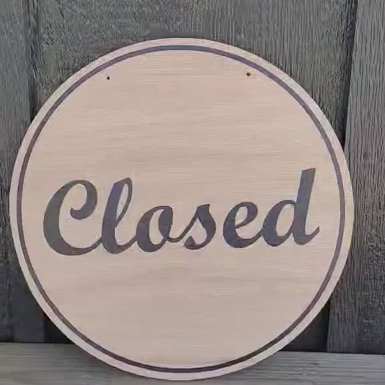 Open Sign: Round Wood UV Print, Double Sided Shop Sign