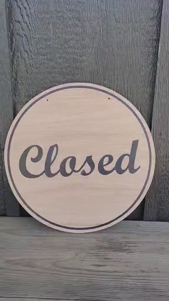 Open Sign: Round Wood UV Print, Double Sided Shop Sign