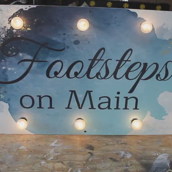 Custom Logo Marquee Sign: Wooden Business Lighted Sign