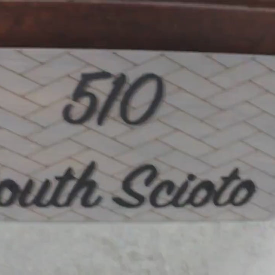 Custom Address Sign Chevron Subway Tile Herringbone Engraved and Raised Personalized Street Sign Wooden Handmade Layered Your Address Etched