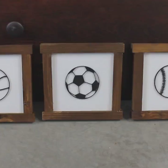 Boys Room Sports Playroom Soccer Basketball Baseball Game Day Gym Nursery Toy Room Garage Set of 3 Handmade Decor Baby Gift