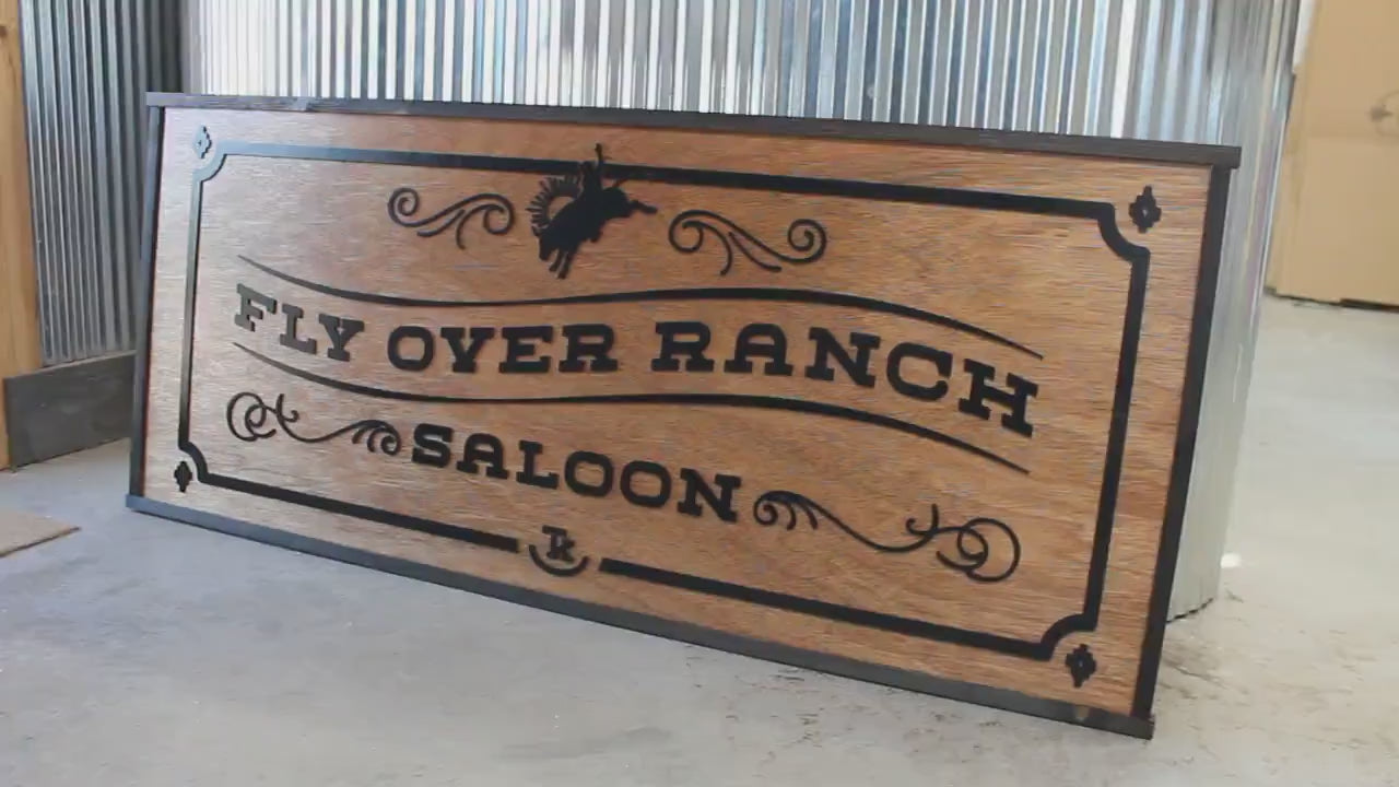 Custom Wood Business Sign: 3D Laser Cut Ranch Saloon