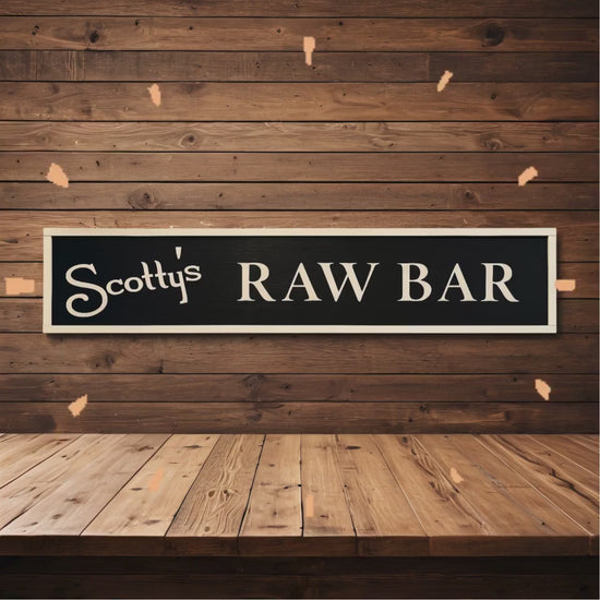 Custom RAW BAR Sign – Personalized Coastal Wood Decor, Seafood Restaurant Wall Art, Nautical Business Branding, Rustic Bar Sign