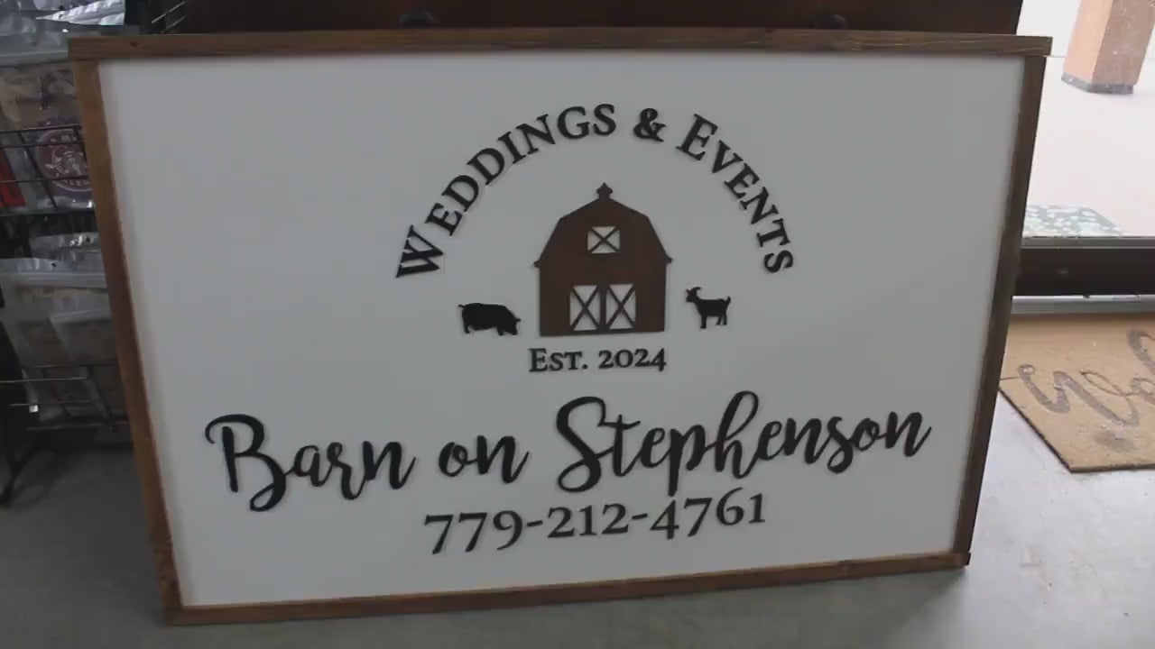 Wedding and Events Custom Business Sign Rectangle 3D Large Custom Indoor Outdoor Small Business Logo Laser Cut Wood Sign Barn Farm