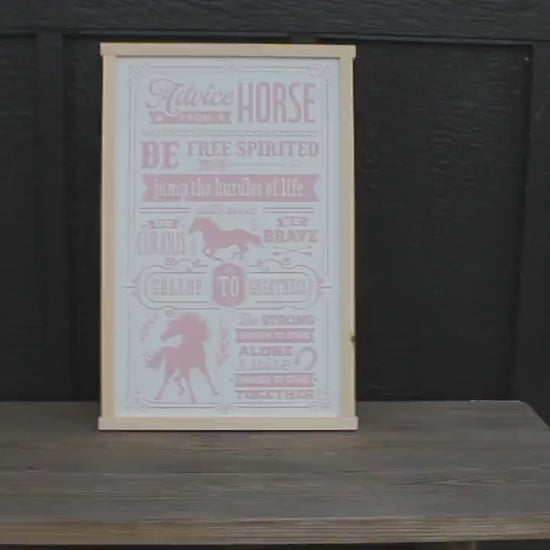 Advice from a Horse Quote Wood Sign UV Ink Font Script Free Spirt pony Sign Farmhouse Cute Primitive Framed Housewarming Gift