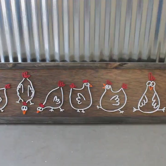 Chickens Cute Farmhouse Country Wall Art Hens Livestock Chicken Lovers Handmade Home Decor 3D Raised Image Wooden Sign