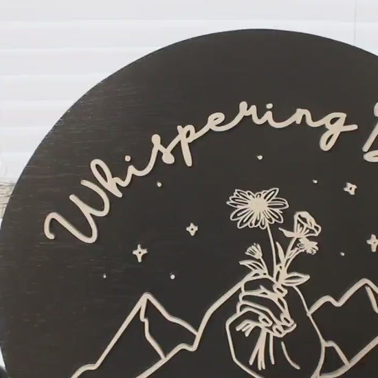 Photographer Sign, Daisy, Floral, Mountain, Photography, Custom, Business Sign, Small Business, 3D, Raised Text, Round, Outline, Line Art