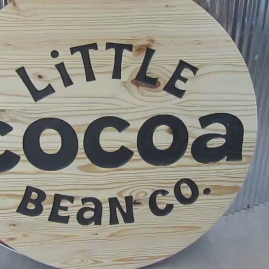 Custom Engraved Wood Business Sign: Color Filled Logo, Store Front Signage