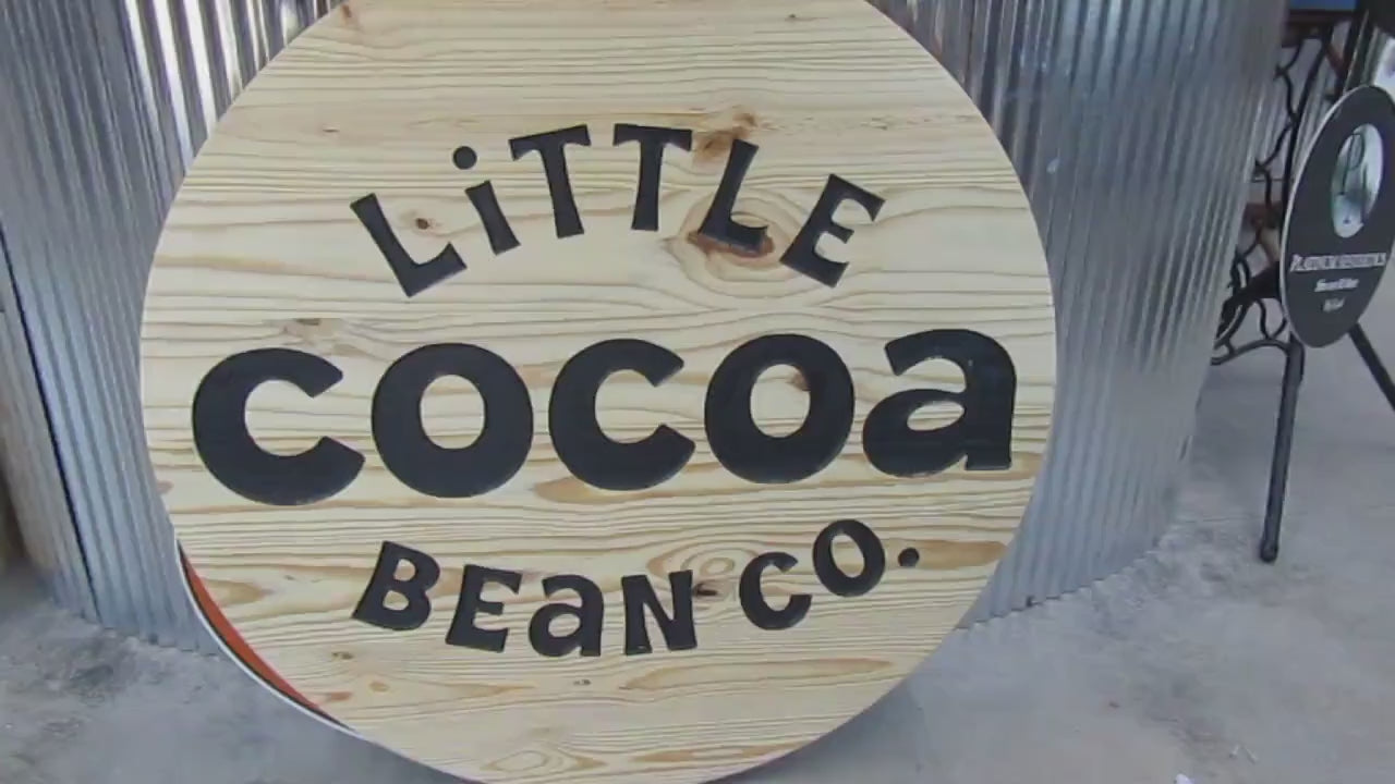 Custom Engraved Wood Business Sign: Color Filled Logo, Store Front Signage