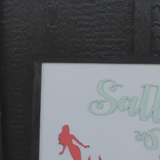 Custom Mermaid Logo Sign – Personalized Wood Business Sign with Raised Text – Ocean & Coastal Design Studio Decor