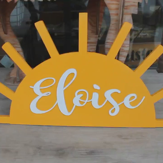Custom Name Baby Shower Sun Sign: 3D Wooden Crib Decor