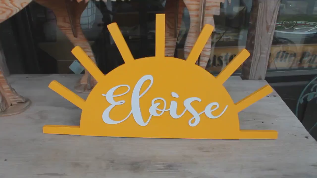 Custom Name Baby Shower Sun Sign: 3D Wooden Crib Decor