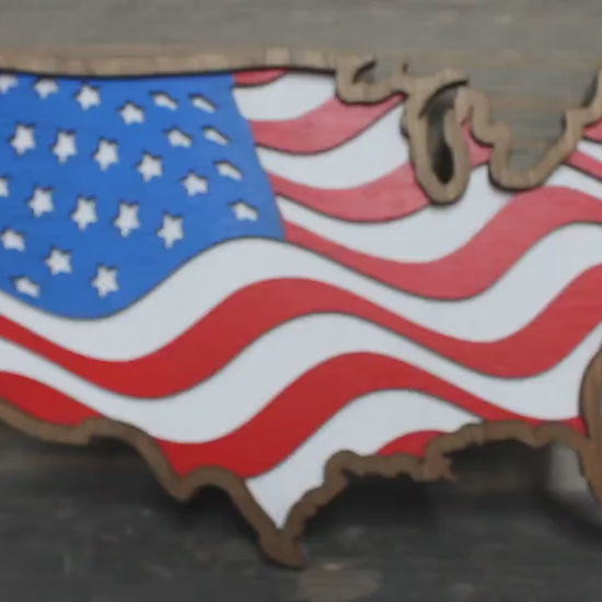 3D Wood USA Flag Sign • Raised American Flag Wall Art • Rustic Patriotic Home Decor • USA Shaped Wood Sign • Americana Gift