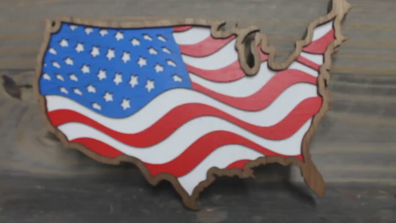 3D Wood USA Flag Sign • Raised American Flag Wall Art • Rustic Patriotic Home Decor • USA Shaped Wood Sign • Americana Gift