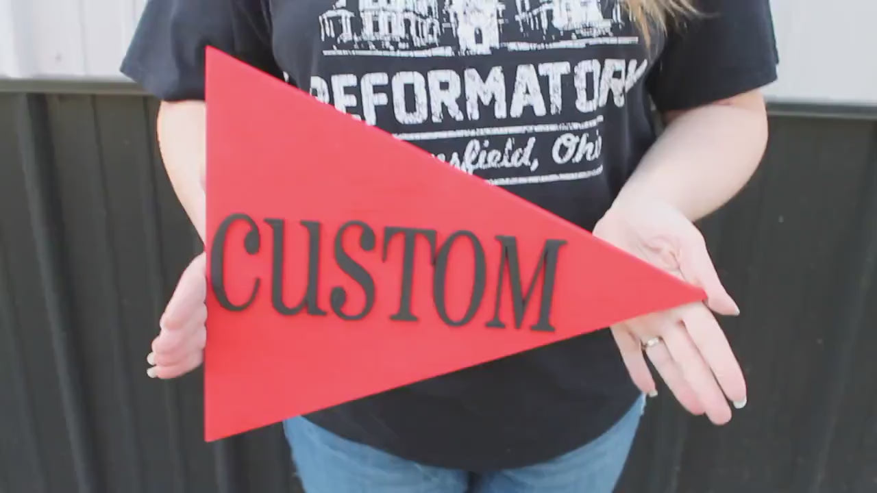 Custom Sports Team Pennant School Memorabilia Spirit Colors Wooden Flag Banner Pendant Handmade 3D Layered Unframed Pennon Championship