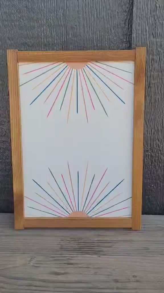 Rainbow Sun Wood Sign: Framed Kids Room Wall Decor