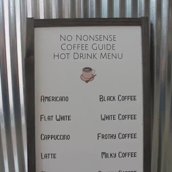 Coffee Bar Menu No Nonsense Tea Cocoa Hot Drinks Coffee Shop Decor Kitchen Sign Wall Art Farmhouse Primitive Rustic Text Large Pun