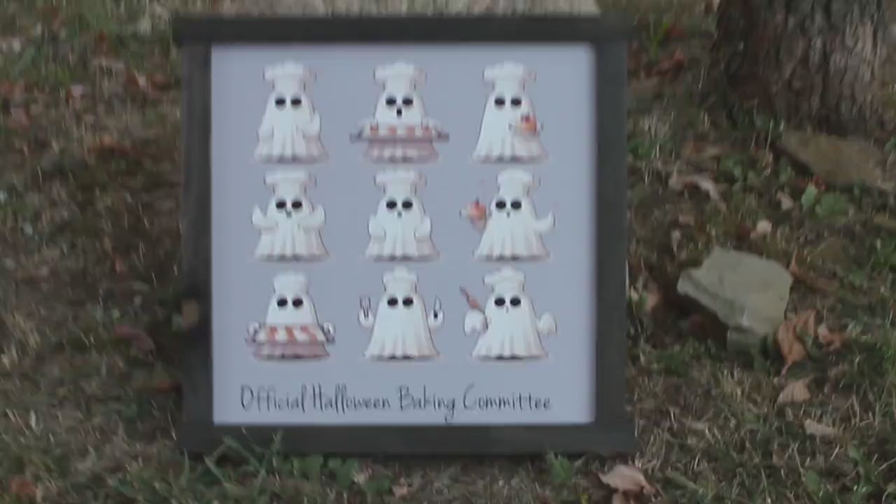Handmade Ghost Baking Committee Sign: Halloween Kitchen Decor