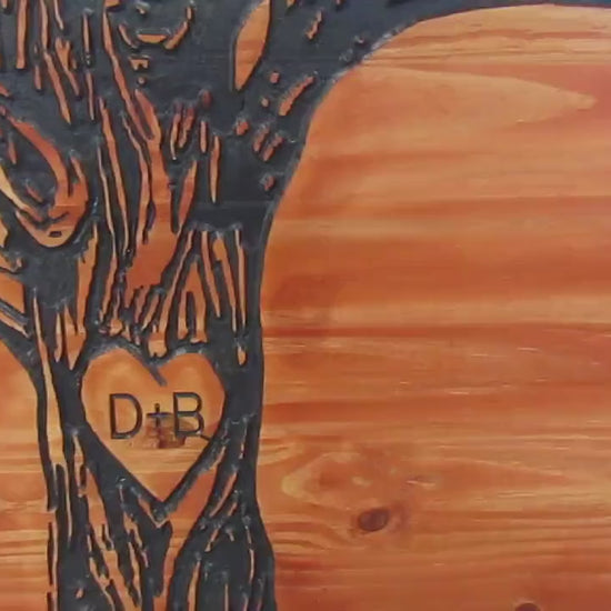 Wedding Gift Anniversary Deer Doe Tree Custom Personalized Engraved Routed Wooden Pine Sign Home Decor Gift Gift for him Paint Filled