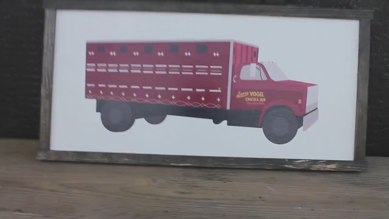 Custom Wood Sign Memorial Semi Truck Driver Trucker Vintage Photo Uvprinted Image Framed Signage Color Logo Large Personalized Decor