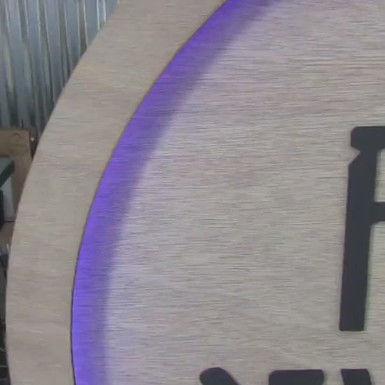 Custom Wood Lit Commercial Business Sign Cattle Genetics Livestock Horse Cowboy Logo LED Entrance Light Remote Electric Light Up Wood Wooden