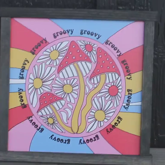 Maximalist Groovy Daisy Mushroom Retro Colorful Bright Handmade Wall Art Funky Fun Decoration Hippie