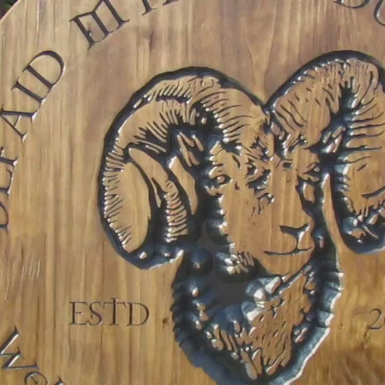 Custom Engraved Wooden Farm Sign: Welsh Sheep, Homestead Logo