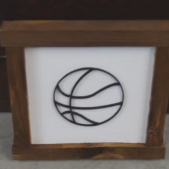 Handmade 3D Basketball Sign: Layered Plywood & Wood Frame