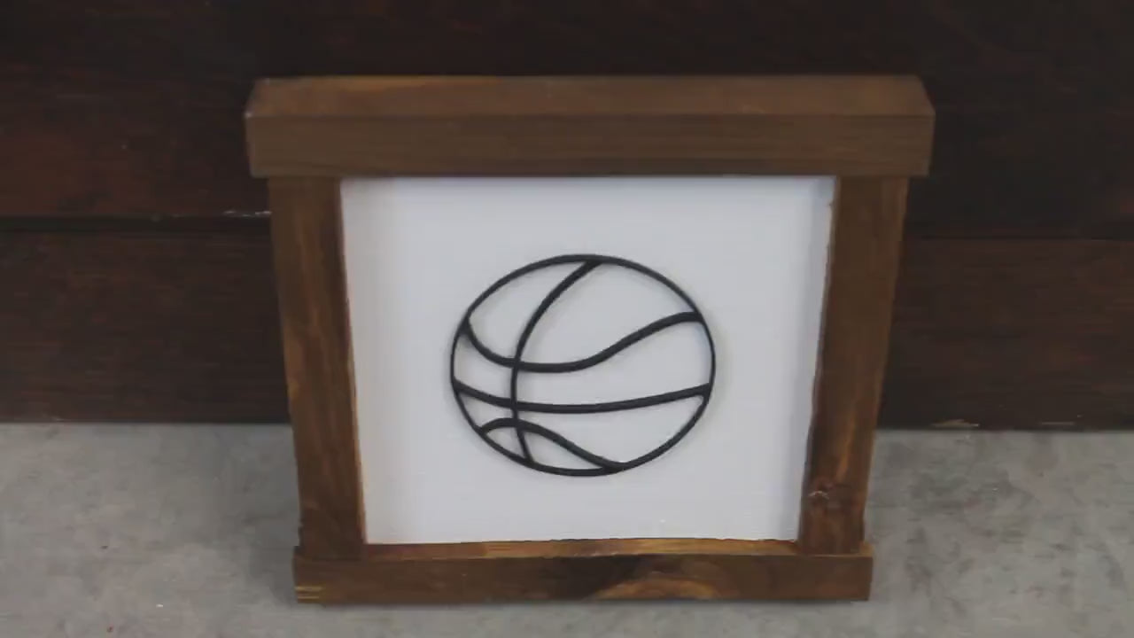 Handmade 3D Basketball Sign: Layered Plywood & Wood Frame