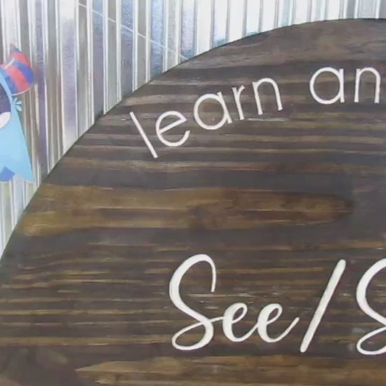 Custom Carved Wood Business Sign: Daycare, Learning Center Logo