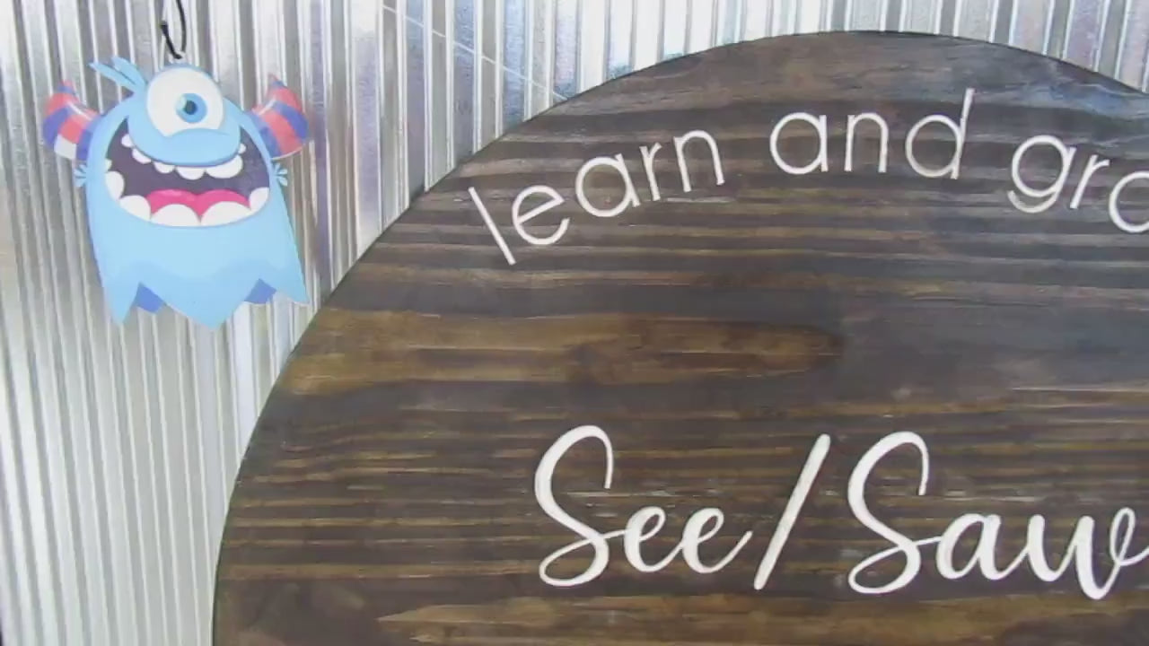 Custom Carved Wood Business Sign: Daycare, Learning Center Logo