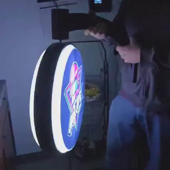 Custom Light lit led store front entrance Outdoor Round  Blade Sign Wall Rotating Mounted Circle for your business display your logo