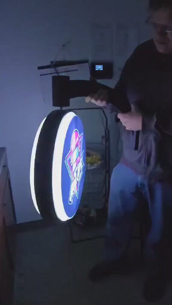 Custom Light lit led store front entrance Outdoor Round  Blade Sign Wall Rotating Mounted Circle for your business display your logo