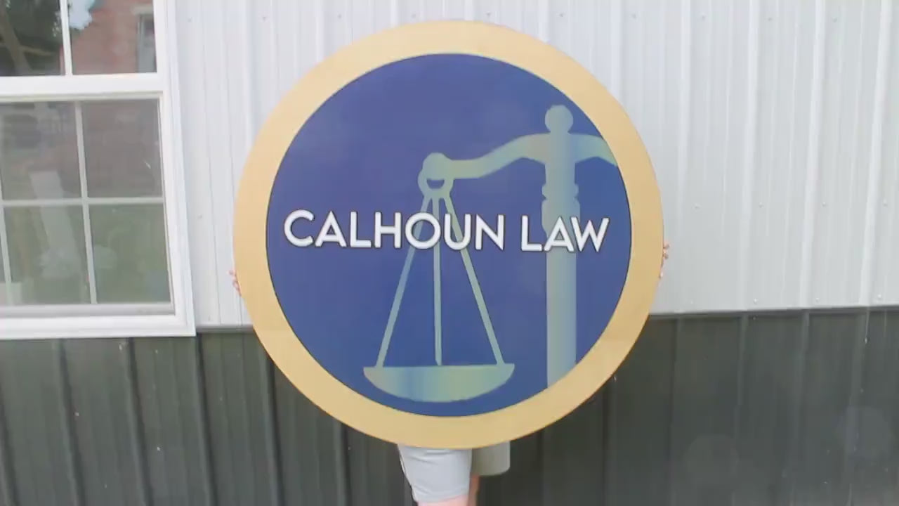 Handmade Law Firm Logo Sign: Navy & Gold, Custom Justice Scales