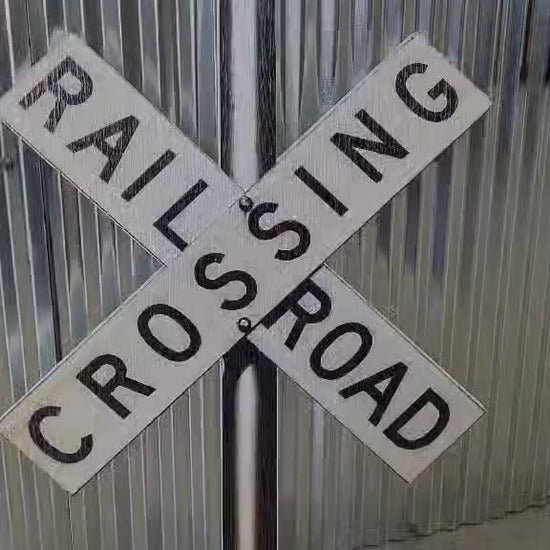 Contour Cut Rail Road Crossing Large Outdoor Weather Proof  PVC Textured Woodgrain Train Cross X Caution Slow Beware Railroad Tracks