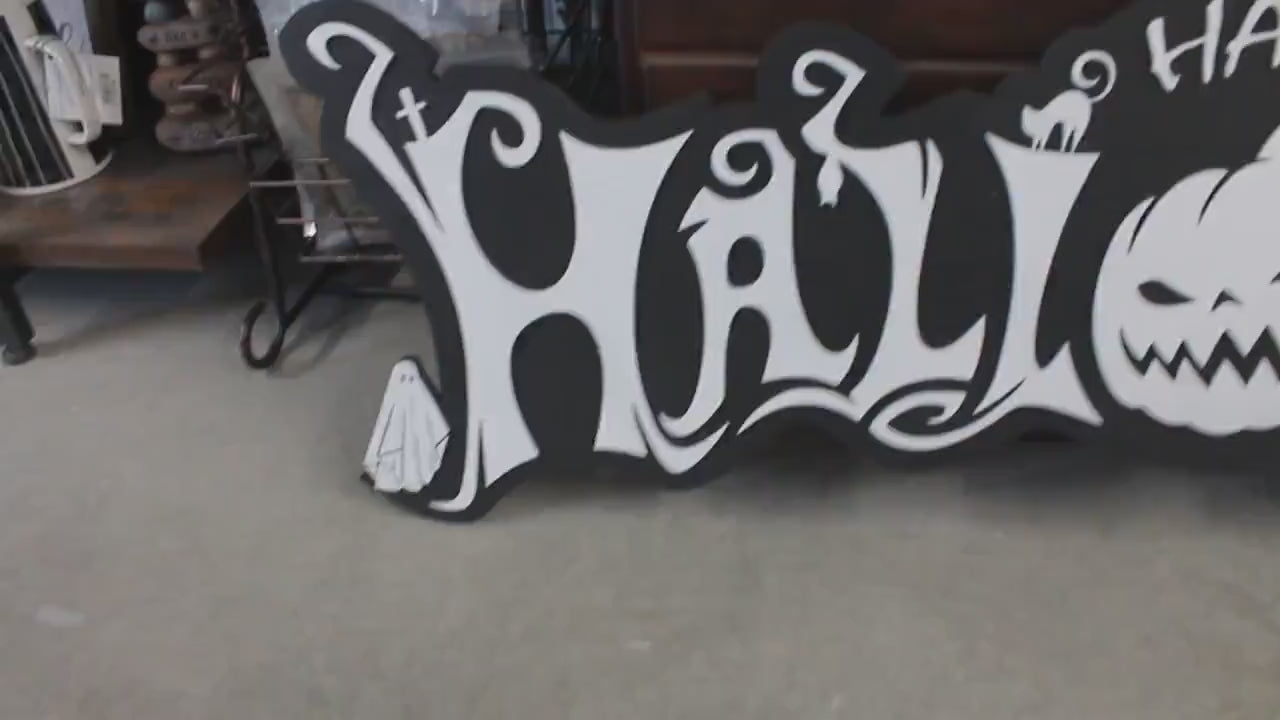Halloween Wooden Sign: Jack O Lantern, Ghost, and Owl Decor