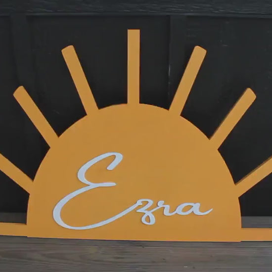 Custom Sunshine Name Baby Shower Crib Sign Contoured Sun New Baby Event Gender Made to Order Personalized 3d Wooden Handmade